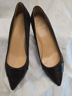 Talbots Dark Brown Suede and Leather, Kitten Heel Pumps (Free Shipping Option)